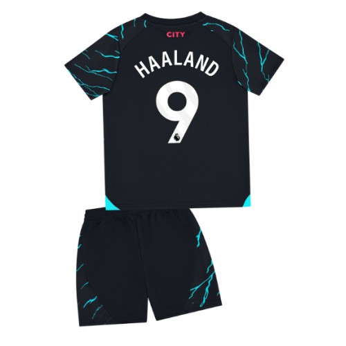 Dětský Fotbalový dres Manchester City Erling Haaland #9 2023-24 Třetí Krátký Rukáv (+ trenýrky)